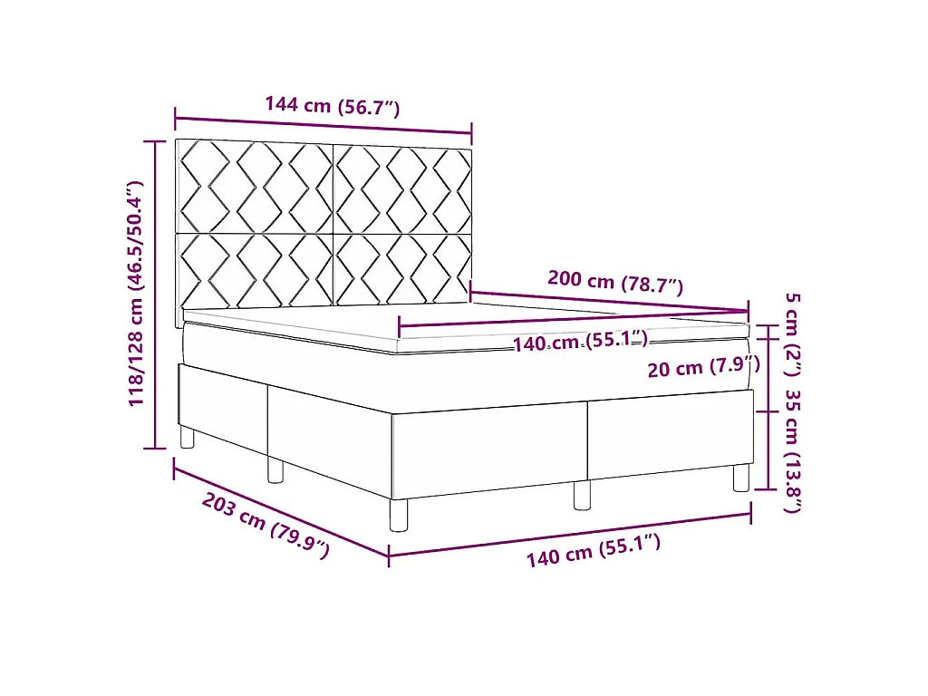 Boxspringbed met hoofdeinde Donkerbruin 140 x 200 cm Stof