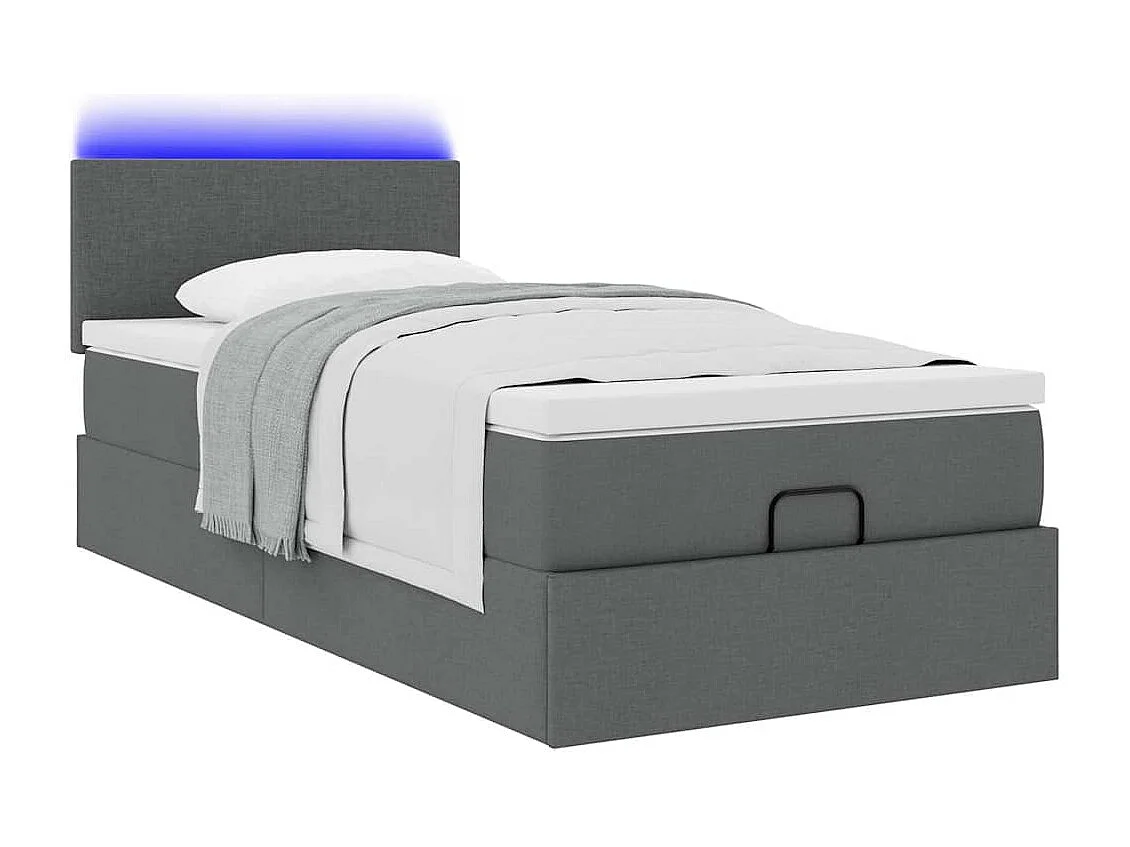Ottoman bed met matras en LED's 90x190cm stof donkergrijs