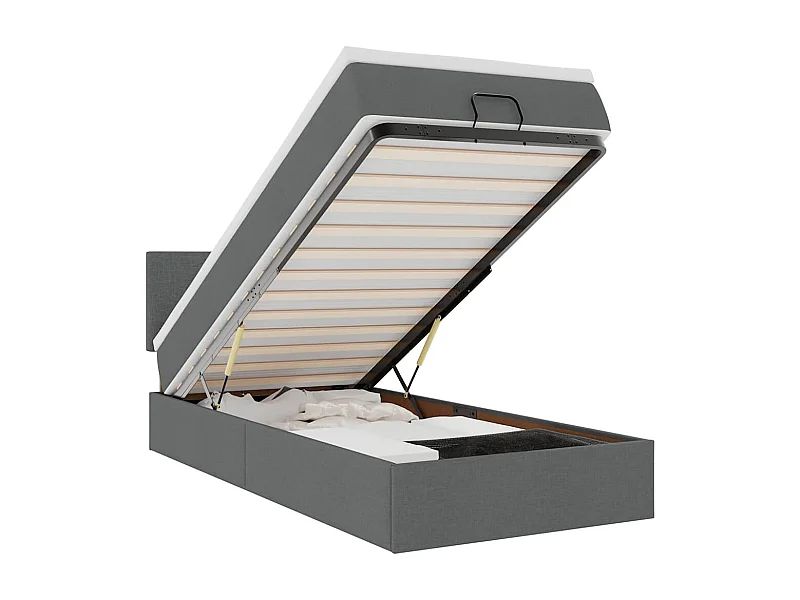 Ottoman bed met matras en LED's 90x190cm stof donkergrijs