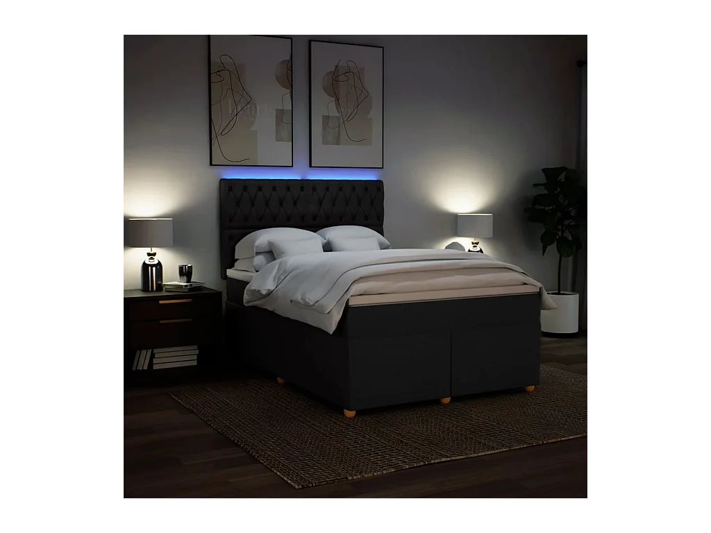 Boxspringbett mit Matratze Schwarz 160x200 cm Stoff