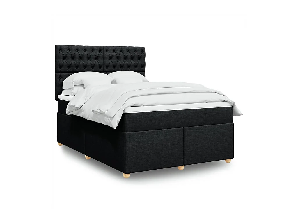 Sommier à lattes de lit avec matelas Noir 160x200 cm Tissu