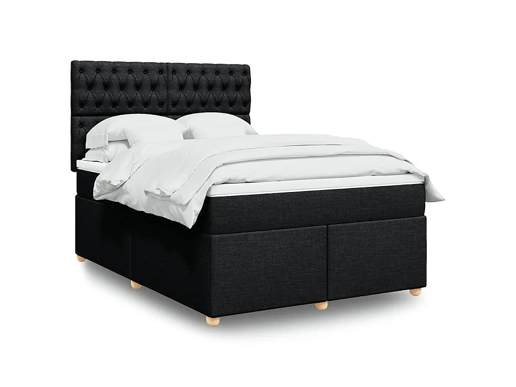 Giroletto a Molle con Materasso Nero 160x200 cm in Tessuto