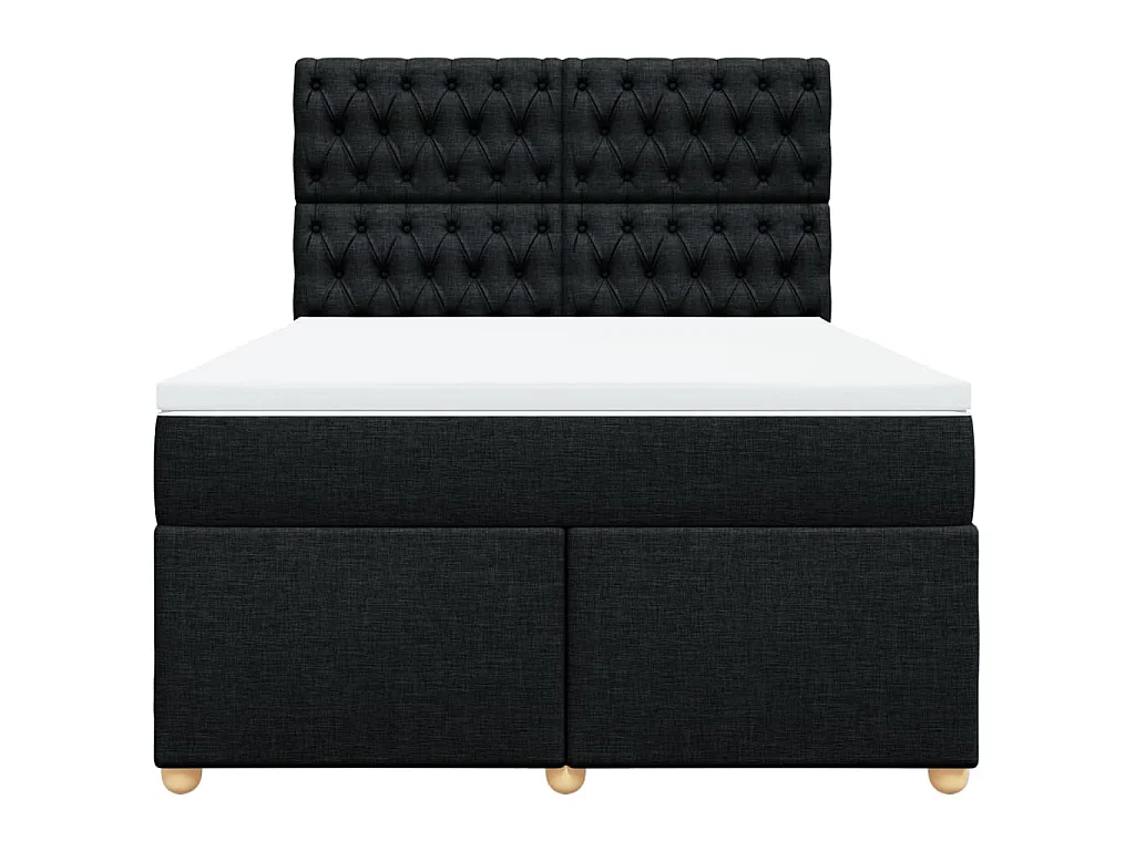 Giroletto a Molle con Materasso Nero 160x200 cm in Tessuto