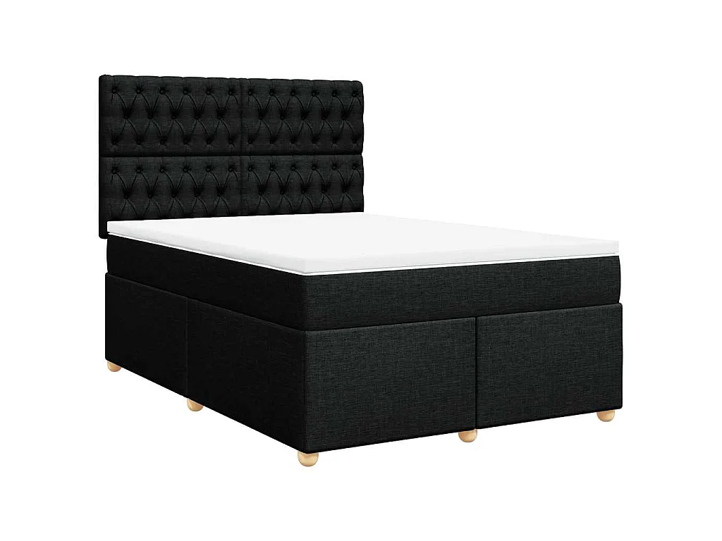 Giroletto a Molle con Materasso Nero 160x200 cm in Tessuto