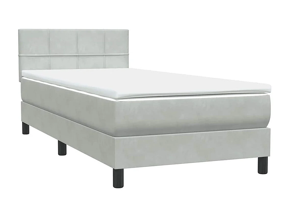 Boxspringbett mit Matratze & LED Hellgrau 90x220 cm Samt