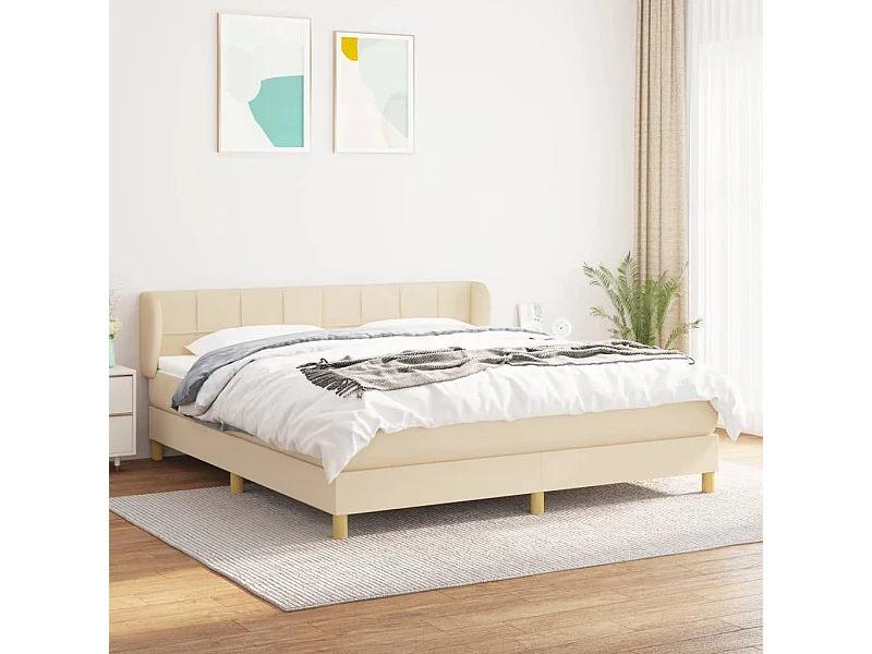 Boxspringbett mit Matratze Creme 180x200 cm Stoff