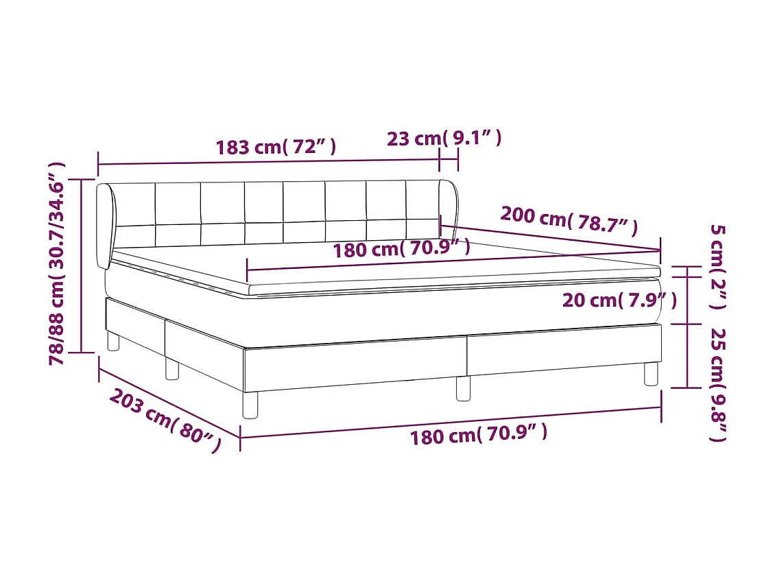 Boxspring met matras stof crèmekleurig 180x200 cm