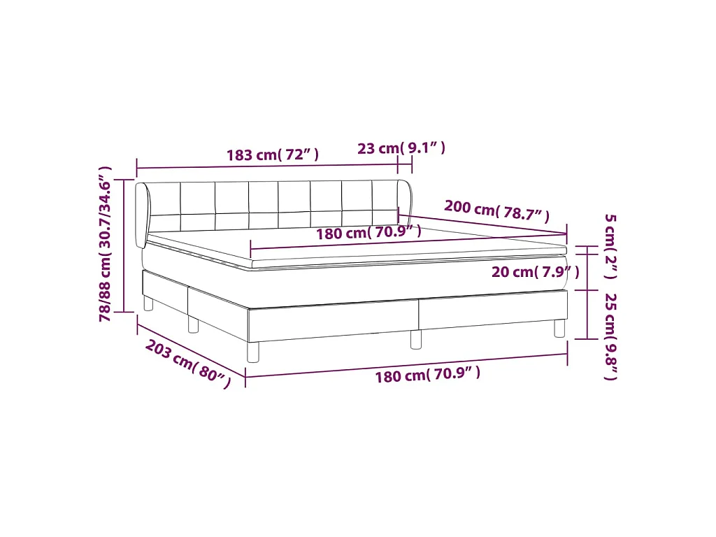 Boxspringbett mit Matratze Creme 180x200 cm Stoff