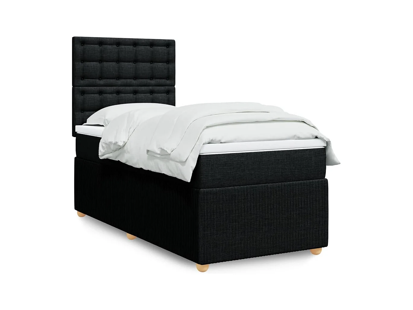 Sommier à lattes de lit avec matelas Noir 100x200 cm Tissu