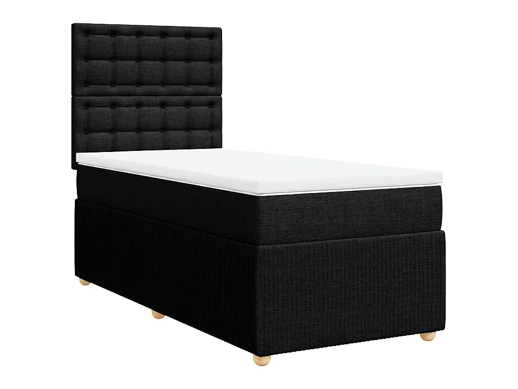 Cama box spring con colchón tela negro 100x200 cm