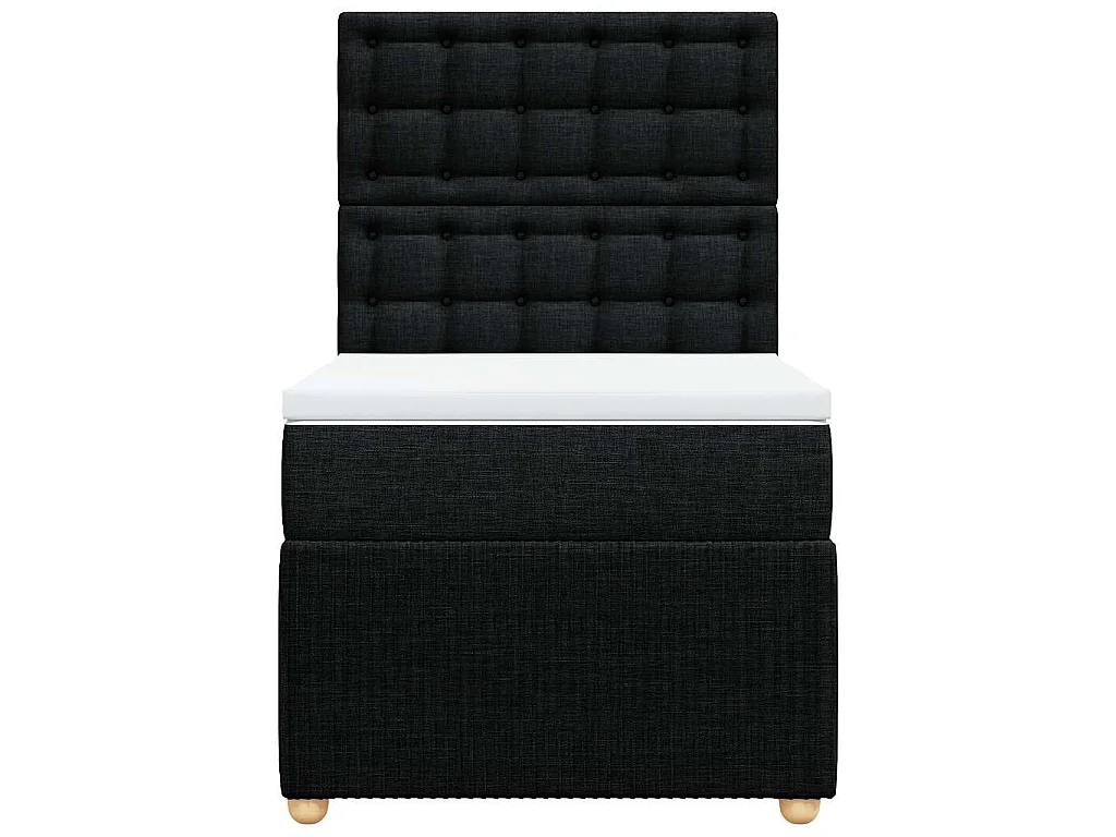 Cama box spring con colchón tela negro 100x200 cm