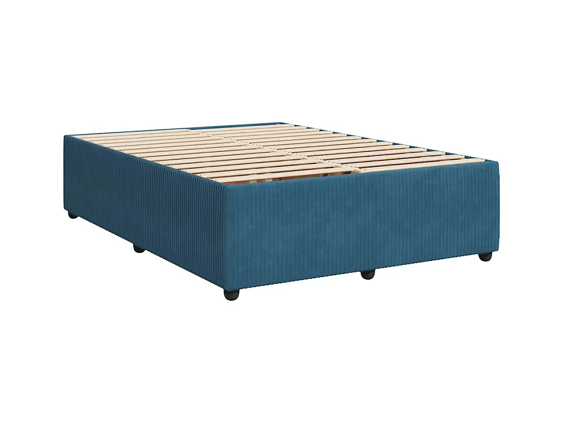 Sommier à lattes de lit et matelas bleu 140x200 cm velours