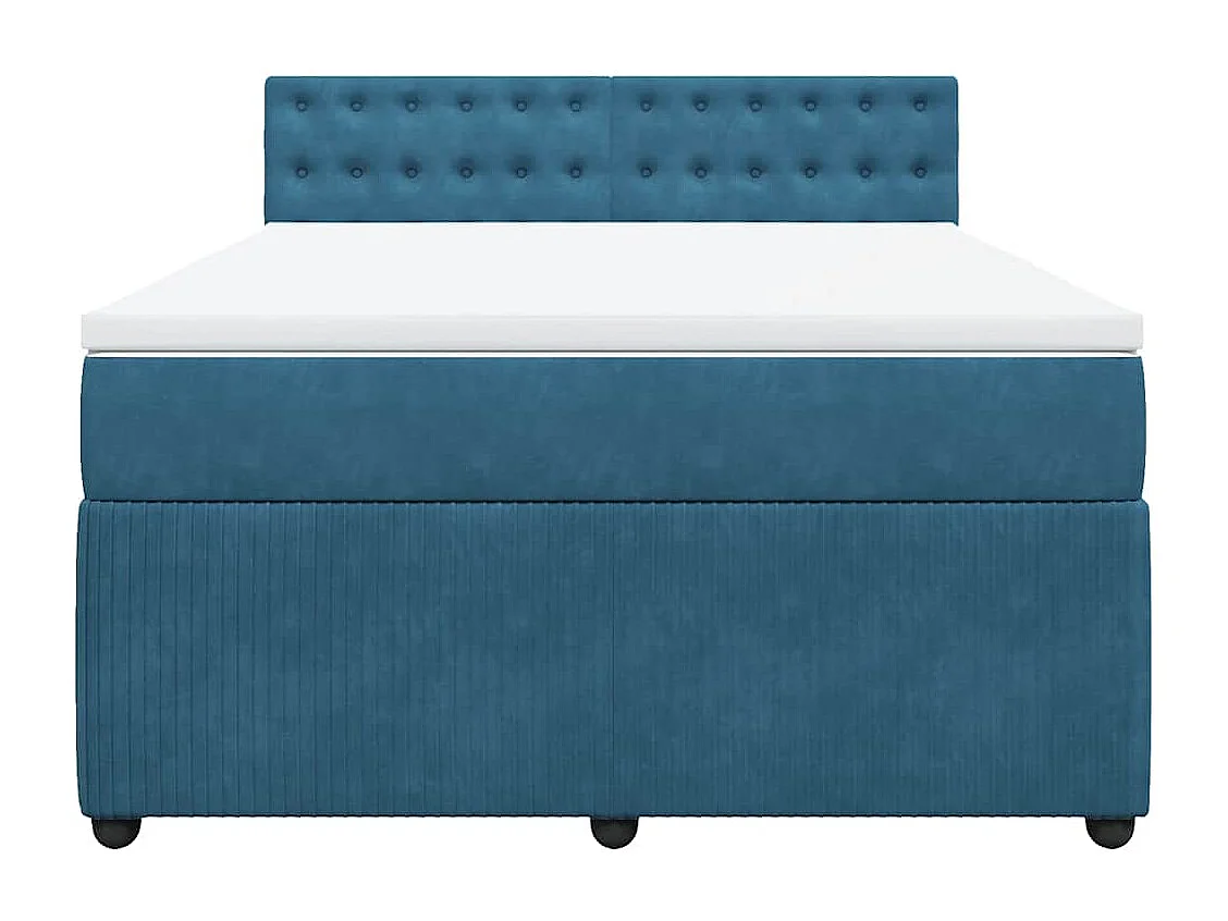 Boxspringbett mit Matratze Blau 140x200 cm Samt