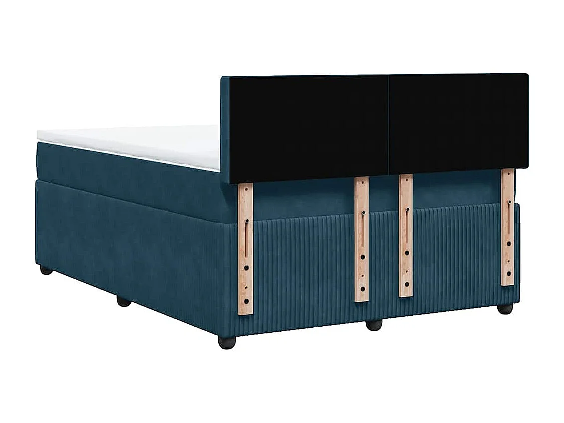 Giroletto a Molle con Materasso Blu 140x200 cm in Velluto