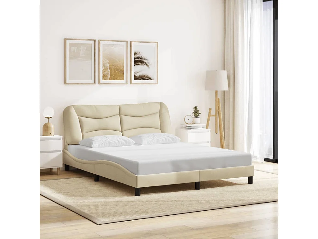 Bedframe zonder matras "Hvar" stof crèmekleurig 160x200 cm