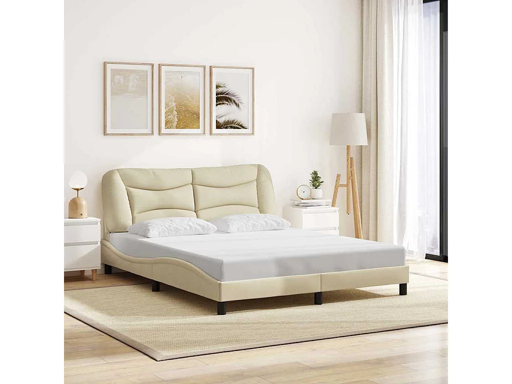 Cadre de lit sans matelas Hvar crème 160x200 cm tissu
