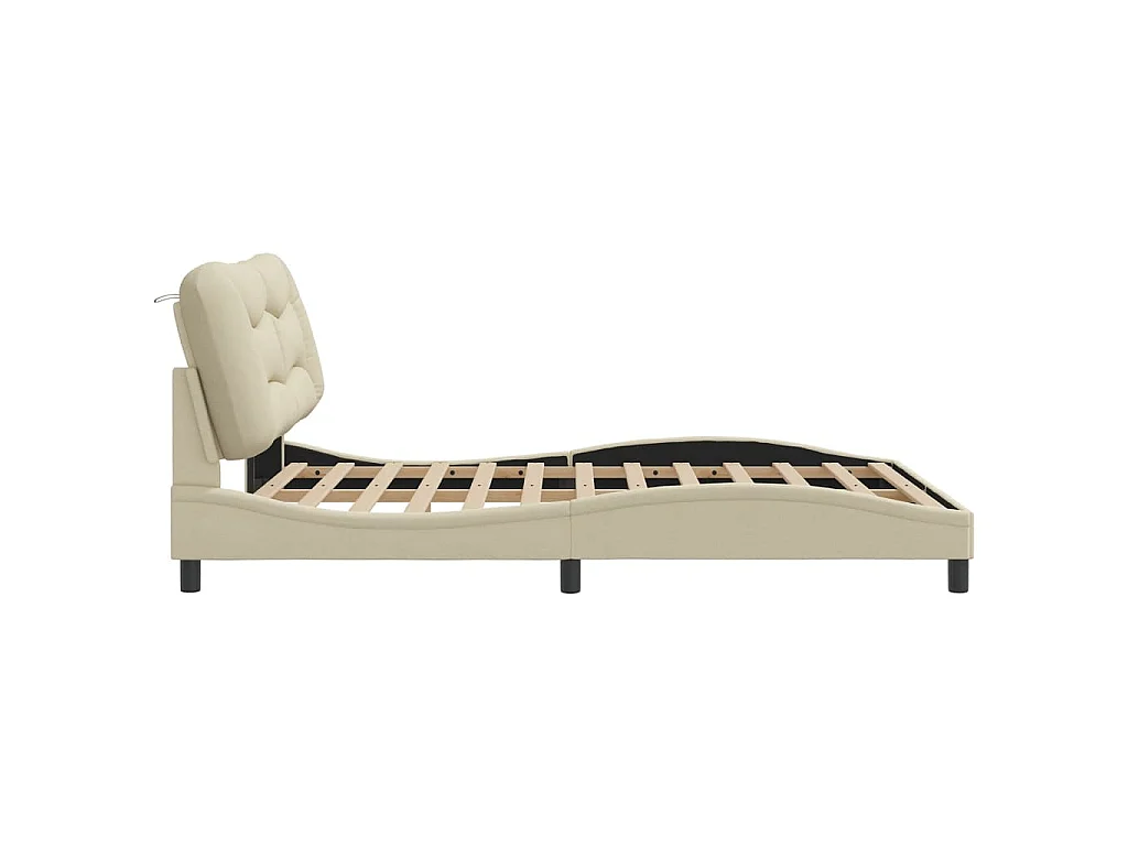Cadre de lit sans matelas Hvar crème 160x200 cm tissu