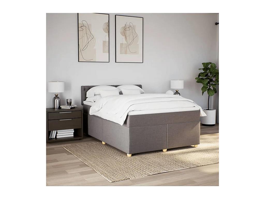 Boxspringbett mit Matratze Taupe 160x200 cm Stoff