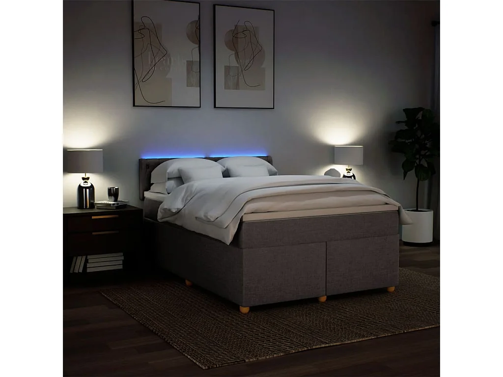 Sommier à lattes de lit avec matelas Taupe 160x200 cm Tissu