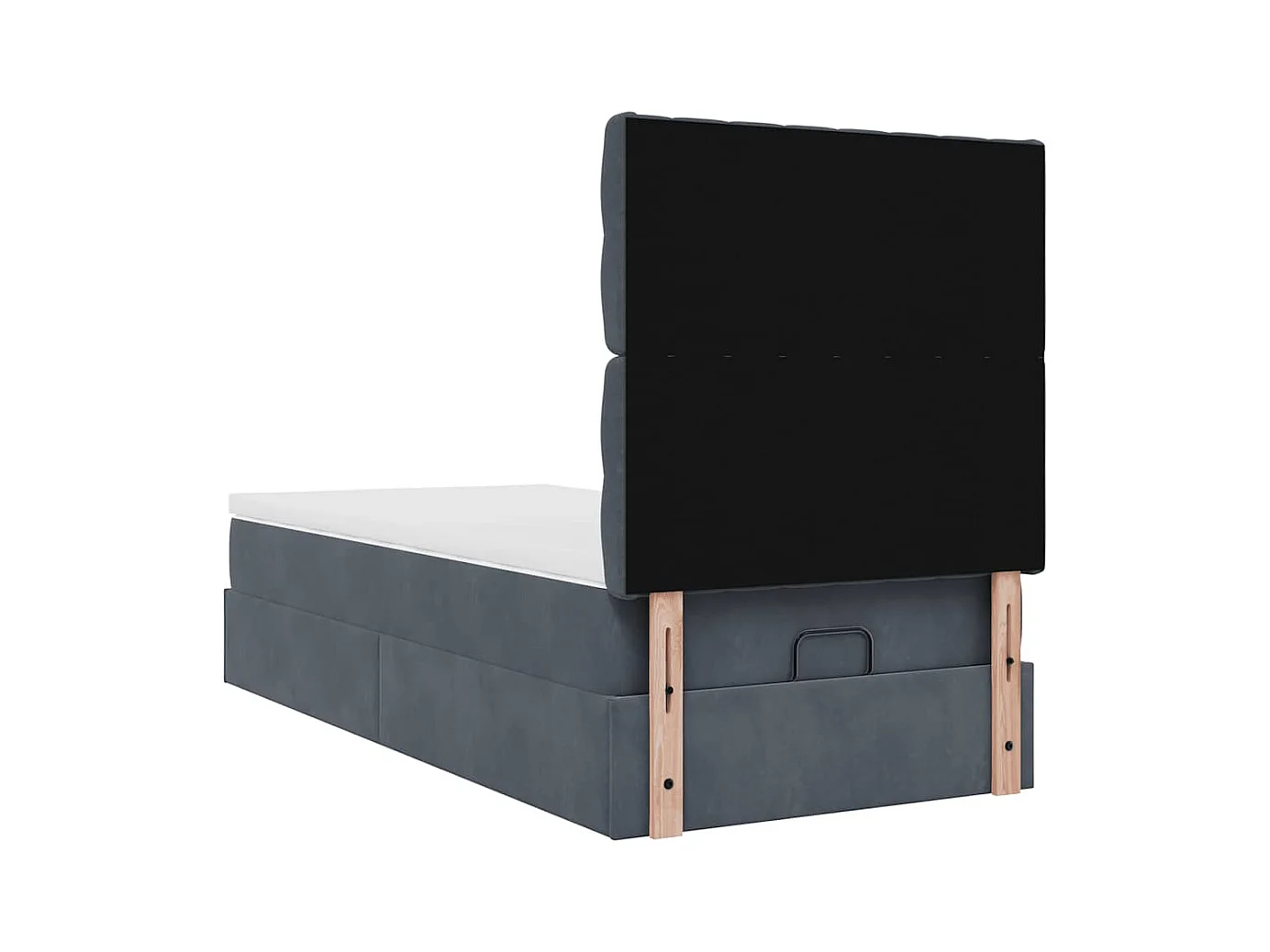 Cadre de lit ottoman et matelas gris foncé 90x200 cm velours