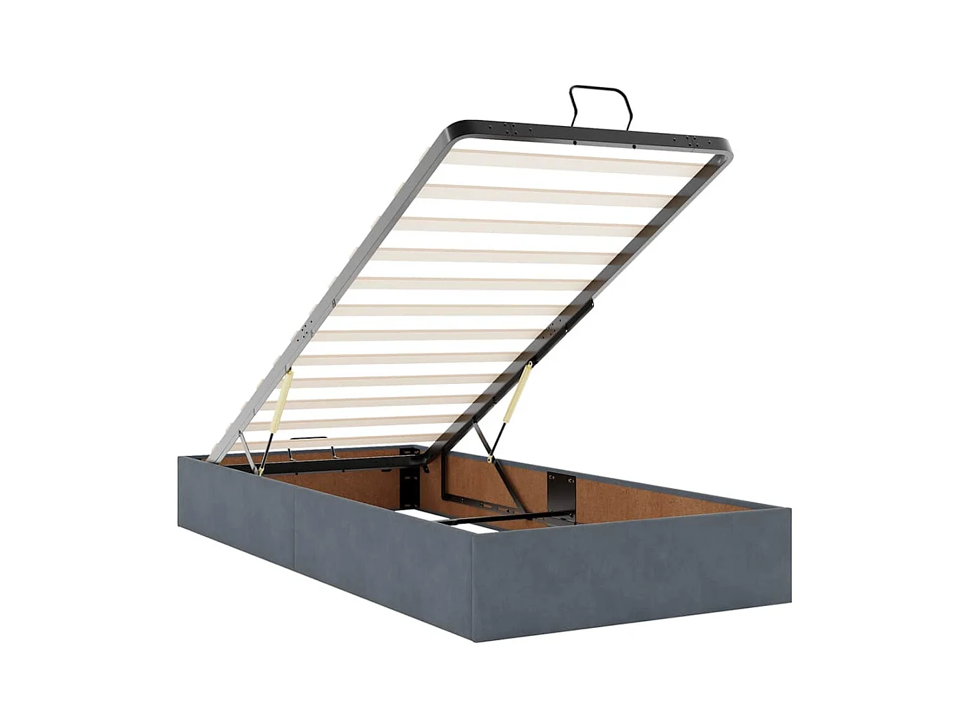 Cadre de lit ottoman et matelas gris foncé 90x200 cm velours