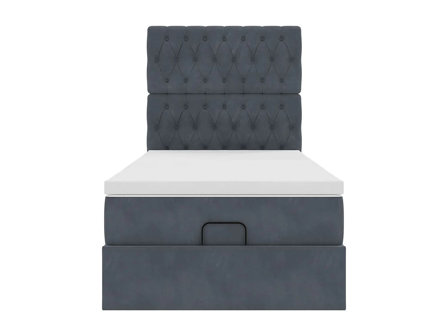 Ottoman-Bett mit Matratzen Dunkelgrau 90x200 cm Samt