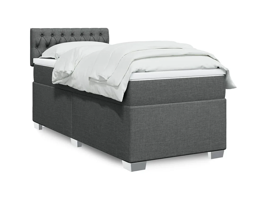 Sommier à lattes de lit avec matelas Gris foncé 90x200 cm Tissu