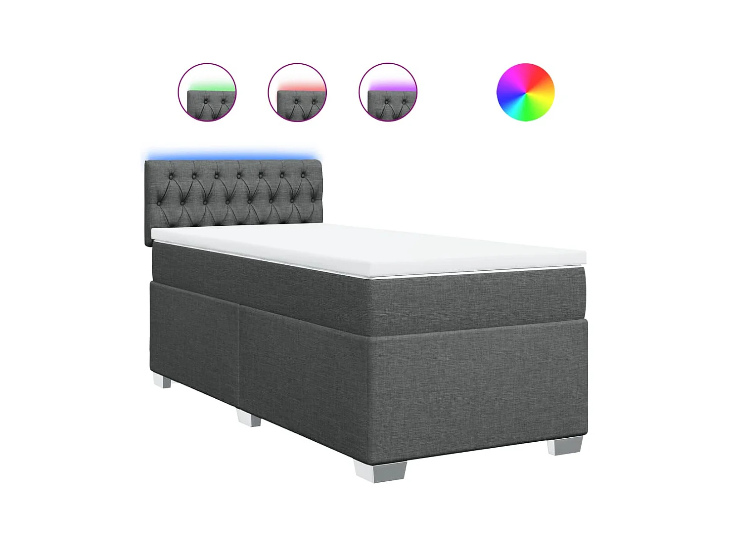 Sommier à lattes de lit avec matelas Gris foncé 90x200 cm Tissu