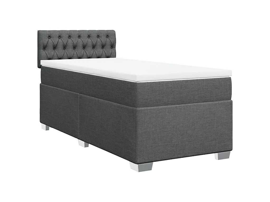 Boxspringbett mit Matratze Dunkelgrau 90x200 cm Stoff