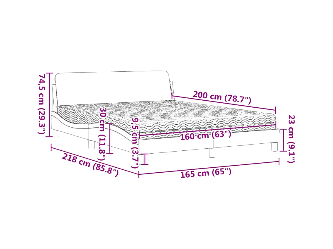 Lit avec matelas Dover vert foncé 160x200 cm velours