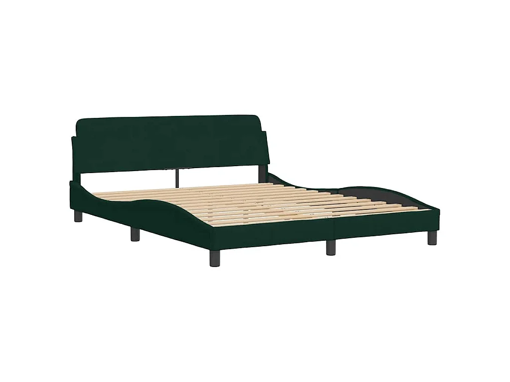 Lit avec matelas Dover vert foncé 160x200 cm velours