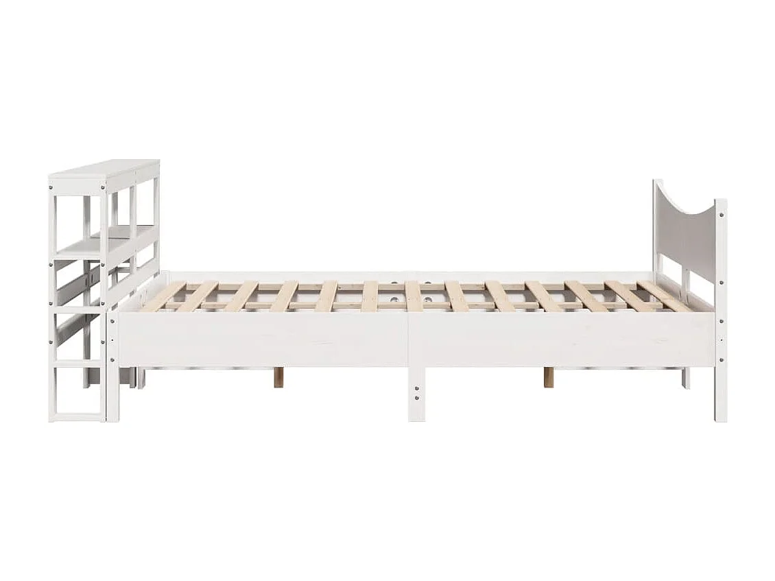 Bedframe met hoofdbord massief grenenhout wit 140x200 cm
