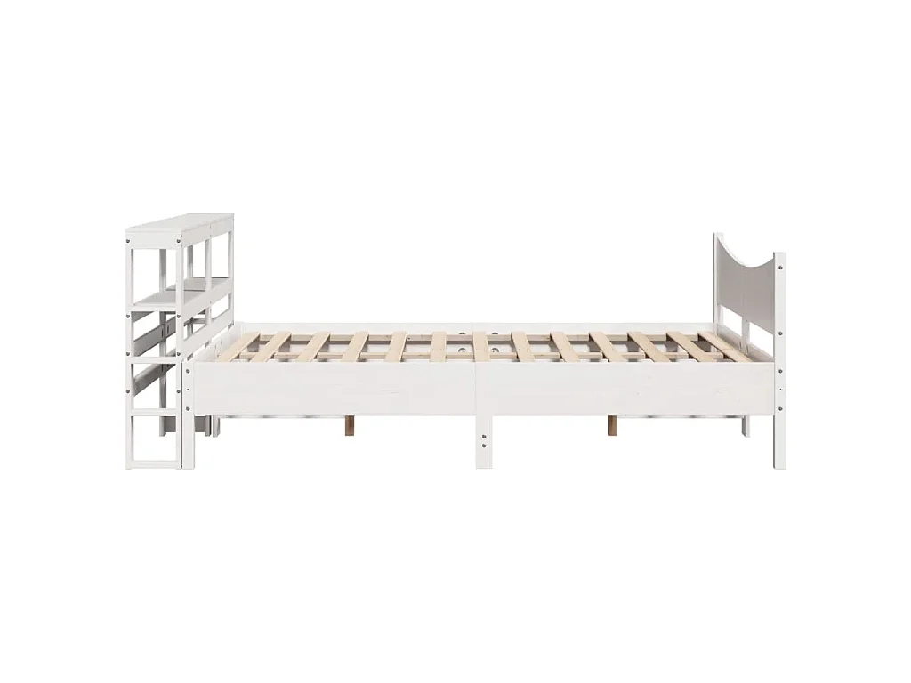 Estrutura de cama com cabeceira 140x200 cm pinho maciço branco