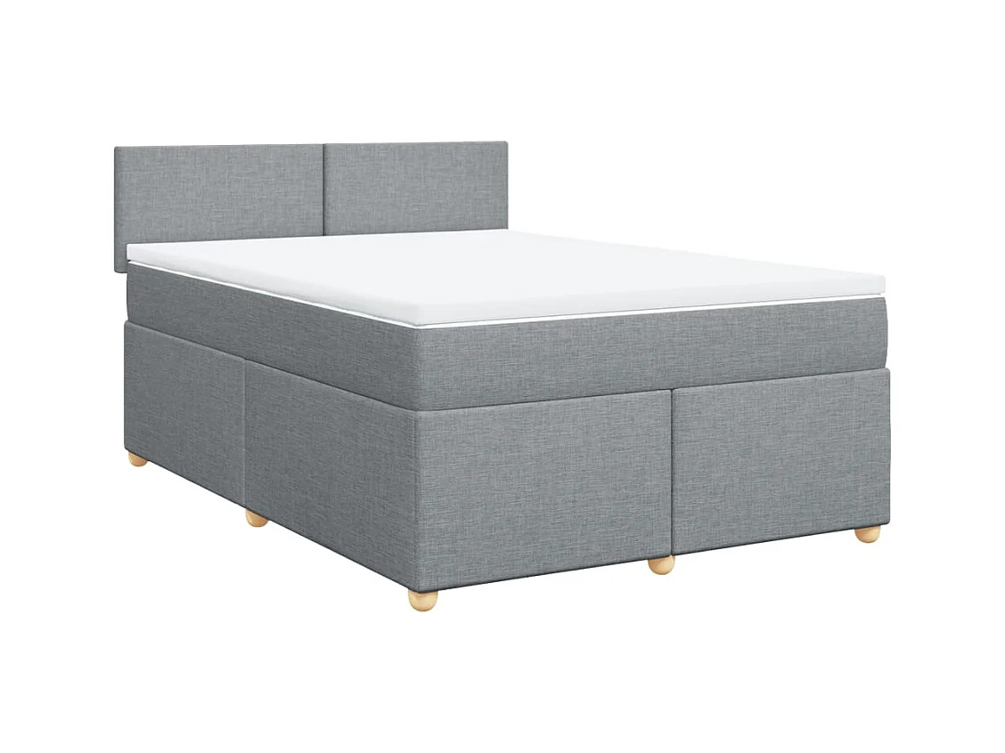 Cama box spring con colchón tela gris claro 140x200 cm