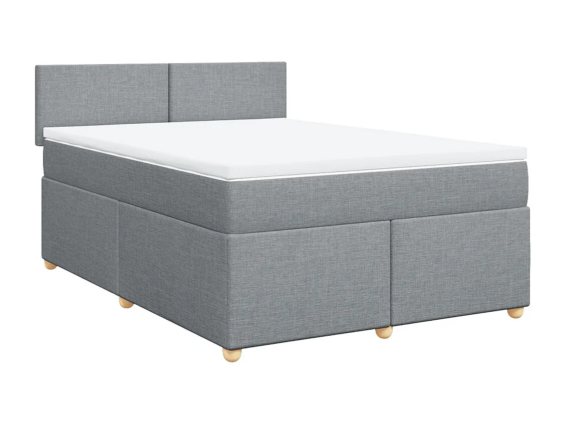 Cama box spring con colchón tela gris claro 140x200 cm