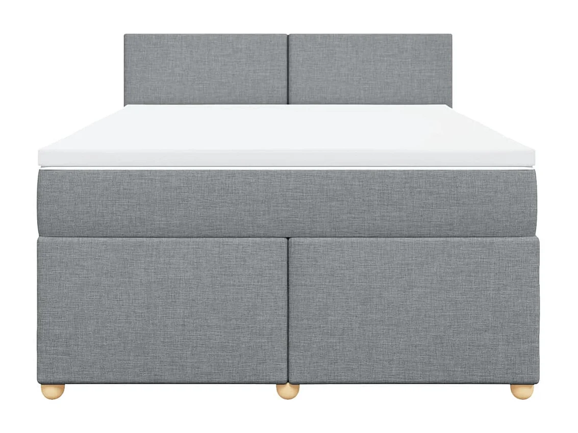 Cama box spring con colchón tela gris claro 140x200 cm