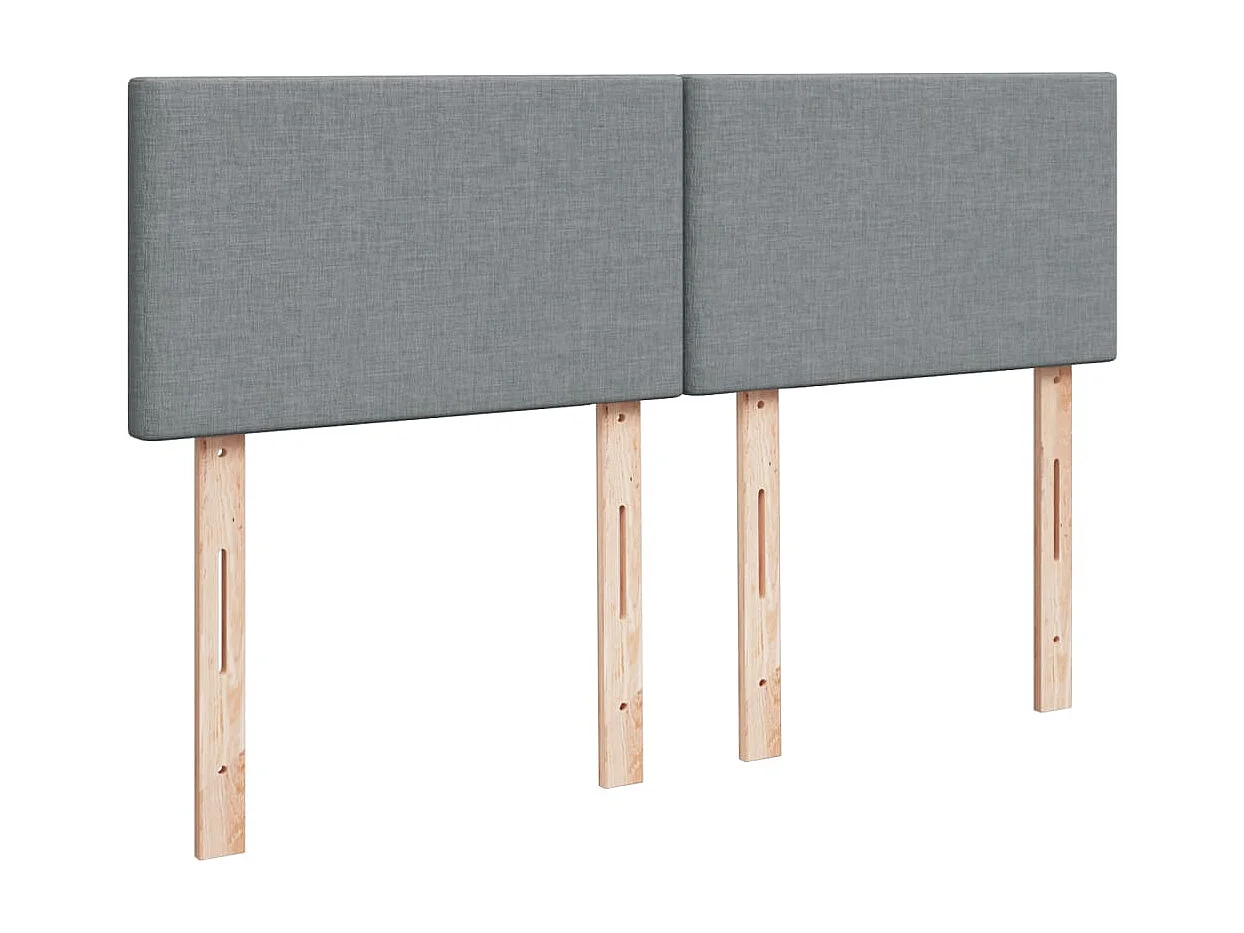 Cama box spring con colchón tela gris claro 140x200 cm