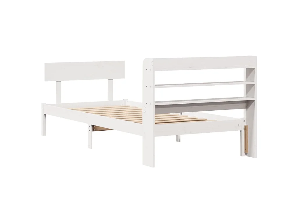 Bedframe zonder matras massief grenenhout wit 90x190 cm