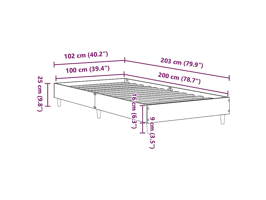 Bettgestell ohne Matratze Schwarz 100x200 cm Holzwerkstoff