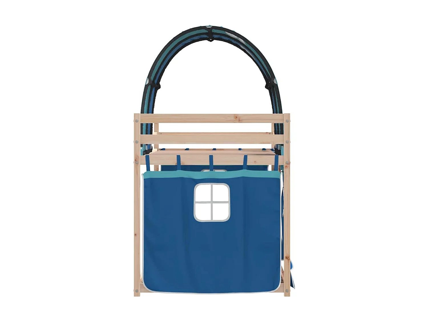 Etagenbett mit Vorhängen Blau 90x190 cm Massivholz Kiefer