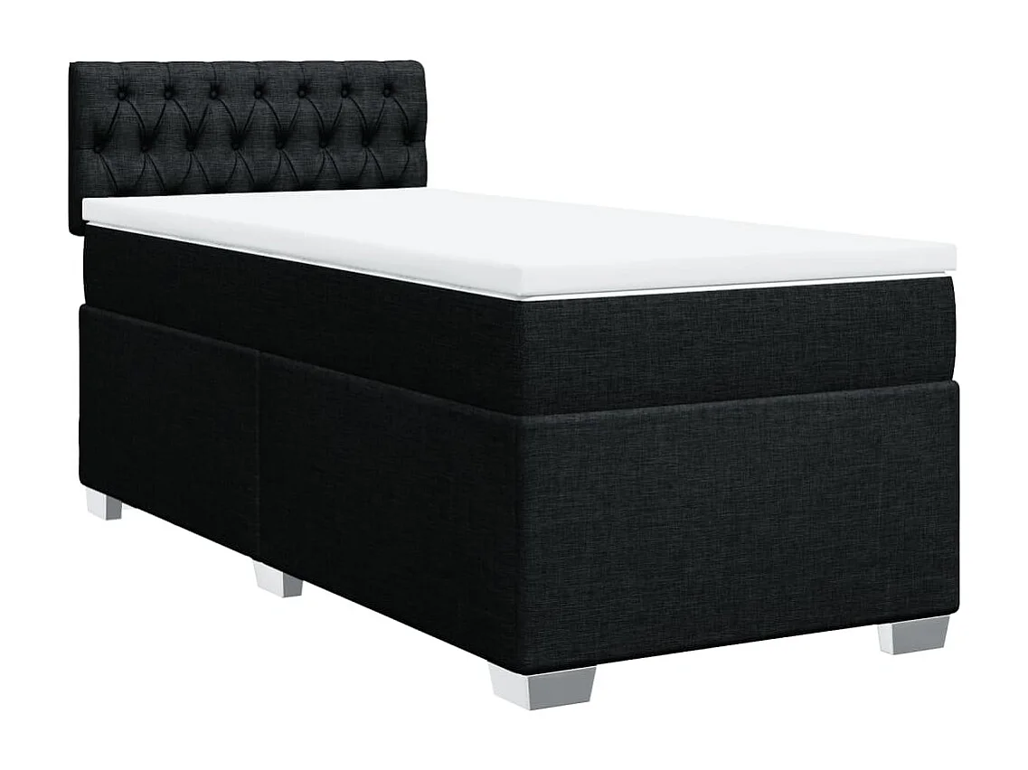 Sommier à lattes de lit avec matelas Noir 90x190 cm Tissu