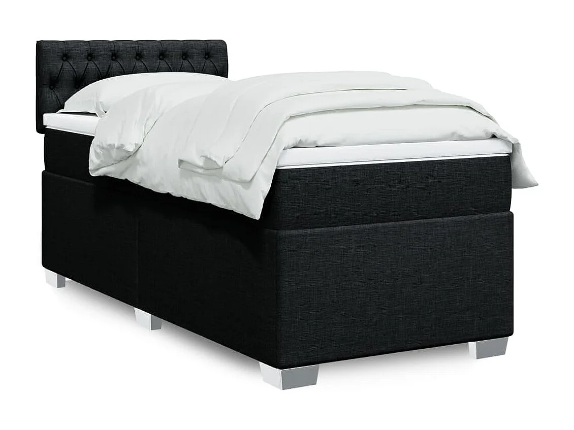 Giroletto a Molle con Materasso Nero 90x190 cm in Tessuto