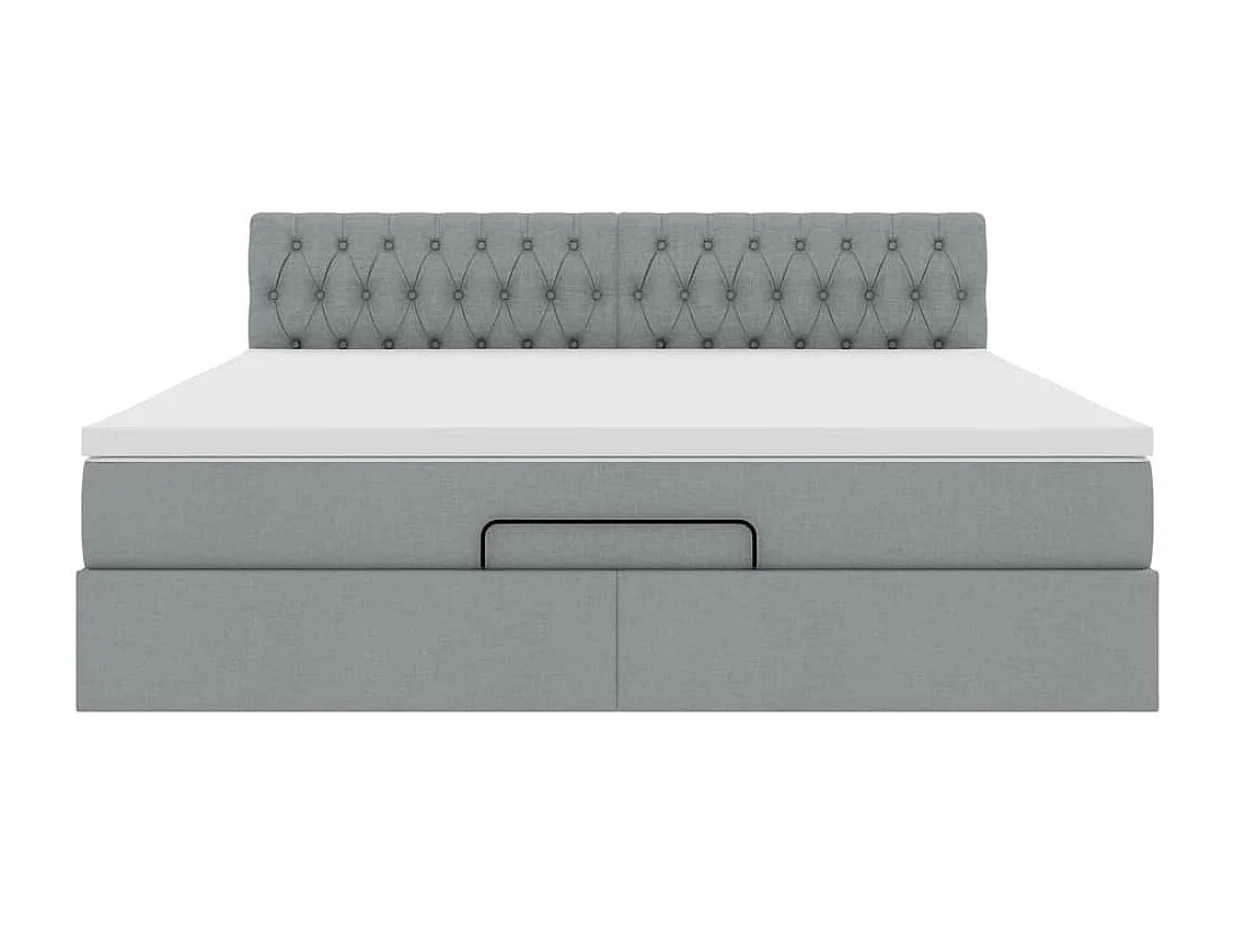 Lit ottoman avec matelas gris clair 160x200 cm tissu