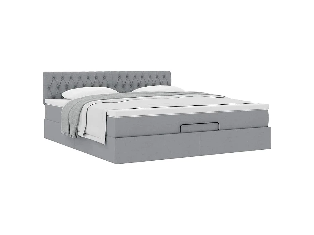 Lit ottoman avec matelas gris clair 160x200 cm tissu