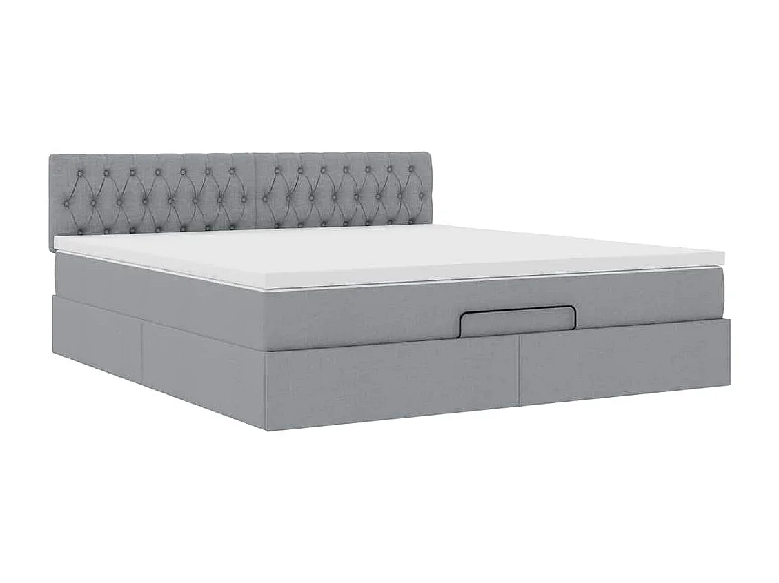 Lit ottoman avec matelas gris clair 160x200 cm tissu