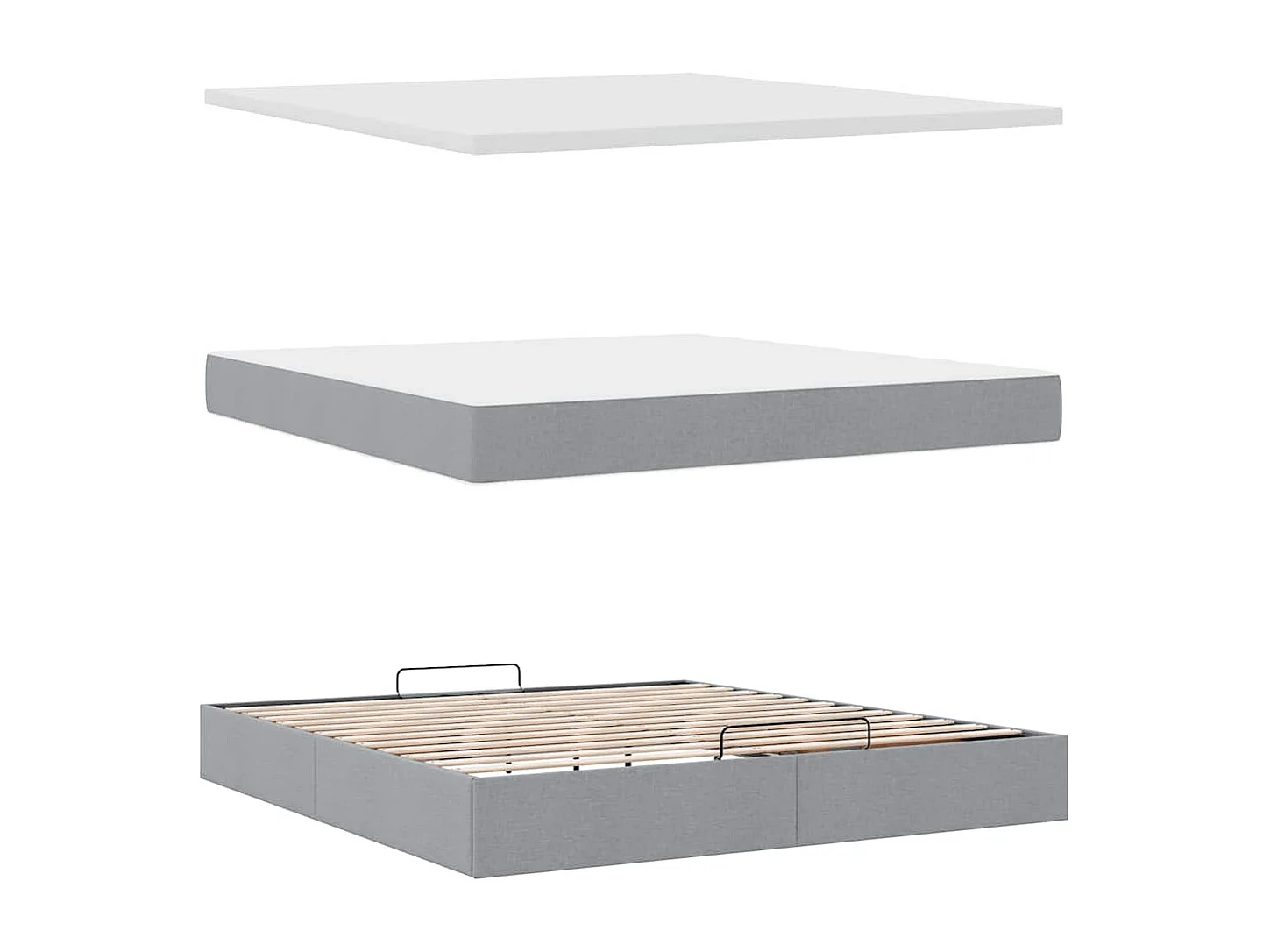 Lit ottoman avec matelas gris clair 160x200 cm tissu