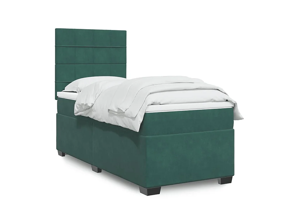 Sommier à lattes de lit avec matelas Vert foncé 90x200 cm
