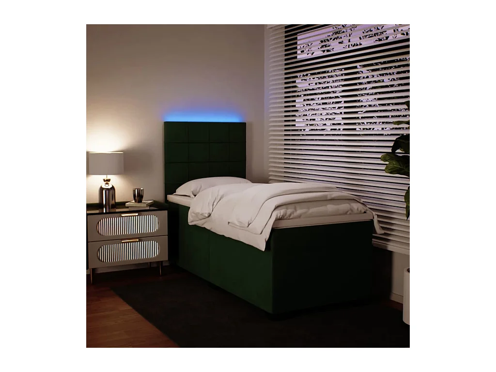 Sommier à lattes de lit avec matelas Vert foncé 90x200 cm