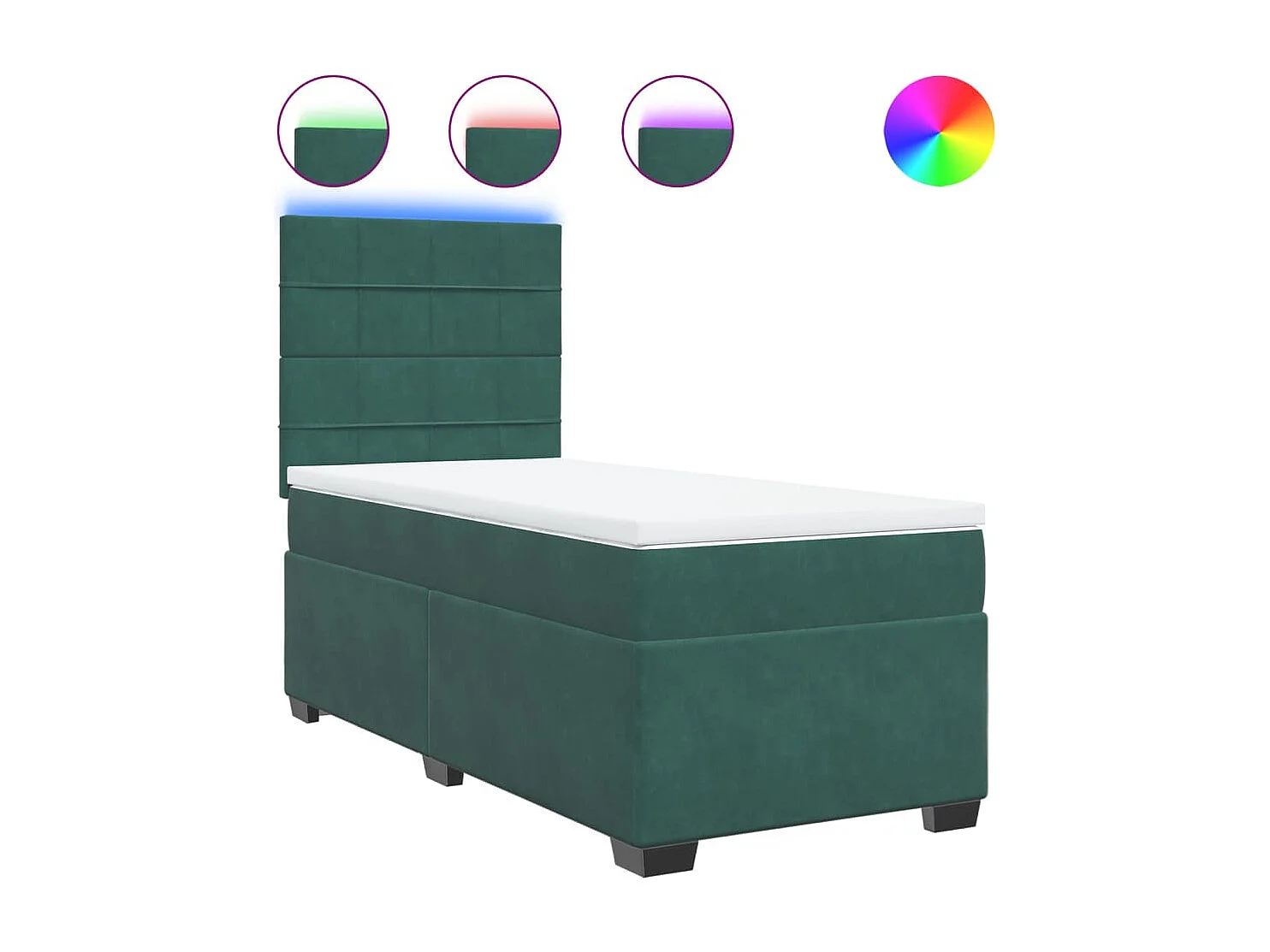 Cama box spring con colchón terciopelo verde oscuro 90x200 cm