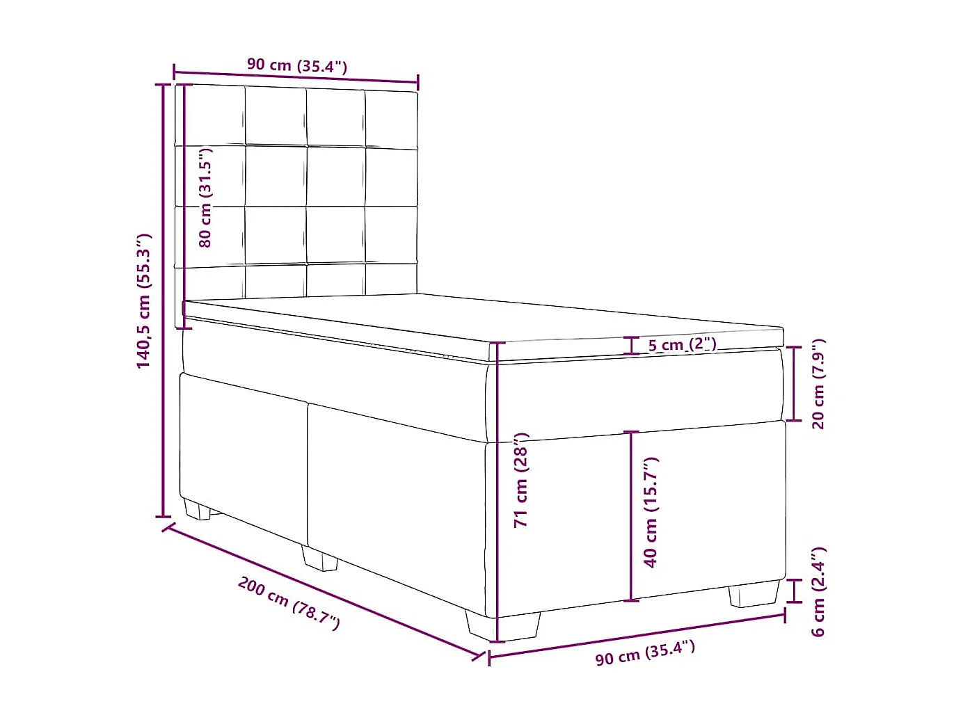Sommier à lattes de lit avec matelas Vert foncé 90x200 cm